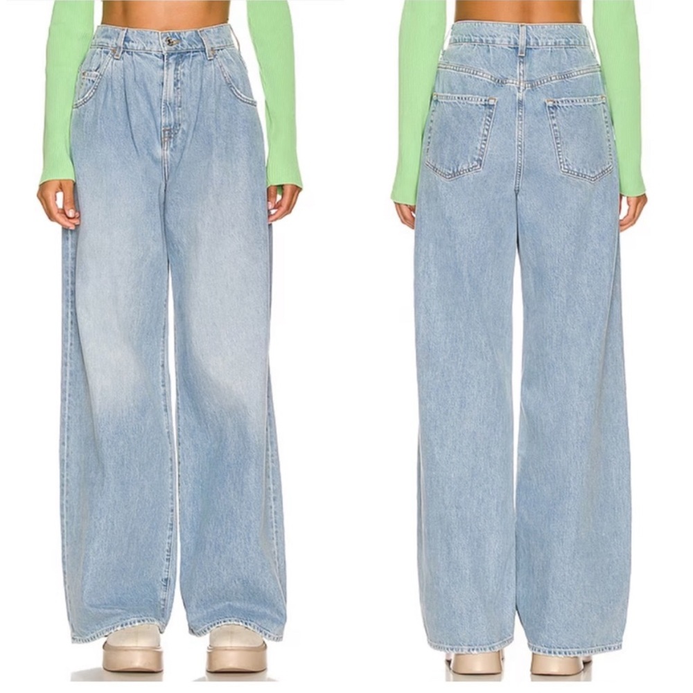 GRLFRND Chloe High Rise Pleated Wide Leg Jeans in Sawtelle Size 23 - Picture 1 of 10